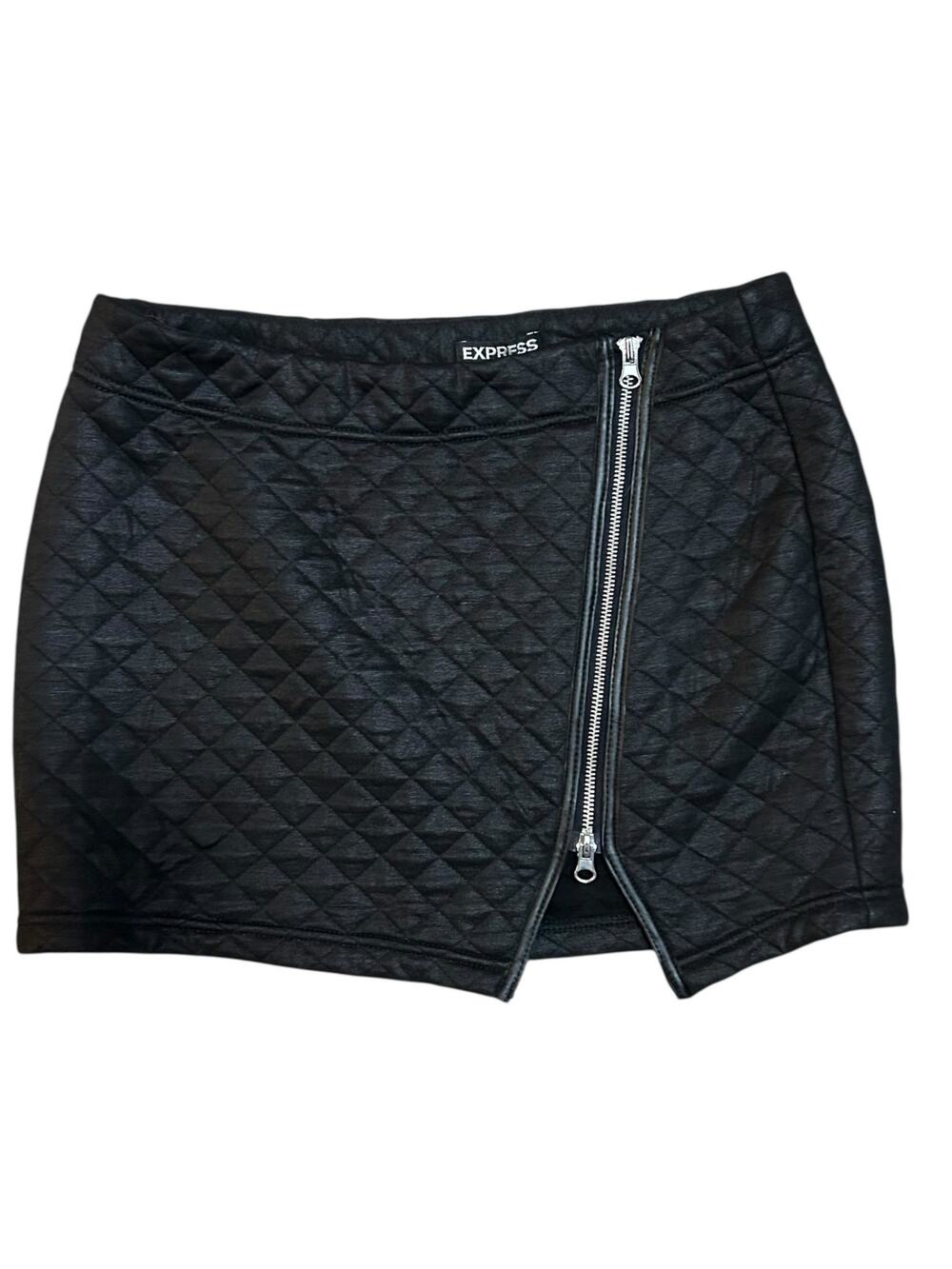 Express Quilted Micro Mini Skirt Womens 8 Black Side Zip 2000s Party Edgy Indie
